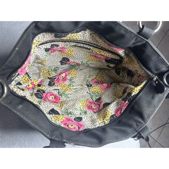 Vera Bradley Black Textile Quilted Embossing Large Satchel Bag - Picture 4 of 8